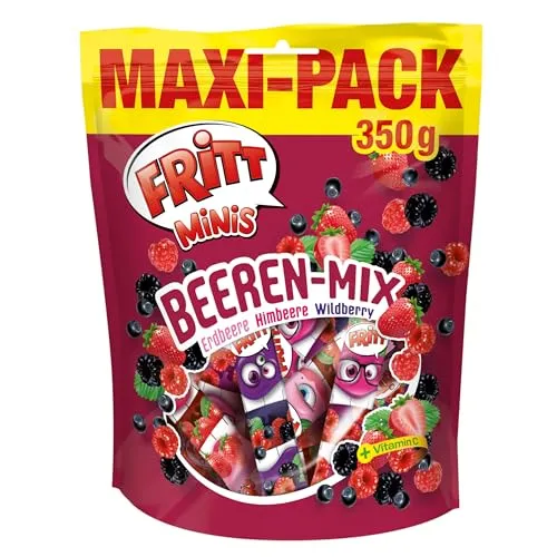 FRITT Berry-Mix Maxi-Pack 350g Mini-Streifen, Mixpackung mit drei Sorten | Himbeere, Erdbeere & Wildberry