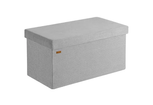 Casaria Faltbare Sitzbank Cord Grau mit 2 Boxen - Sitzbank für Innenräume, faltbar mit einer Belastbarkeit von 300 kg und inklusive 2 praktischen Boxen – ideal für zusätzlichen Stauraum!