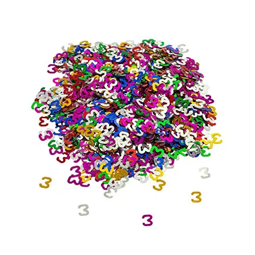 Oblique Unique® Konfetti Zahl 3 Bunt 3. Geburtstag Jubiläum Deko Streudeko Tischdeko Zahlenkonfetti 800 Stück