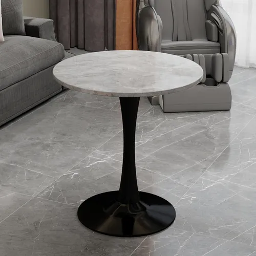 Odikalo Couchtisch Beistelltisch 27,6 Zoll – Moderner Wohnzimmertisch mit runder Marmorplatte