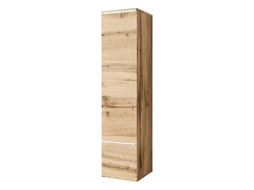 Mirjan24 Hängevitrine Doppo 001, Stauraumvitrine mit weißer LED-Beleuchtung, 5 Fächern innen und griffloser Öffnung, Vitrinenschrank für Wohnzimmer (Wotan)