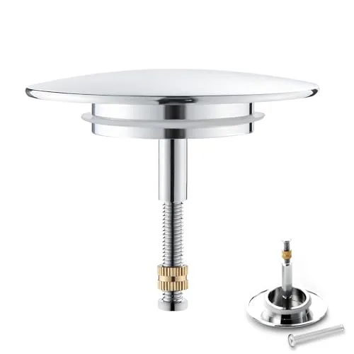 Eupneicu Universal Badewannenstöpsel Ø 70 MM, Stöpsel Badewanne Rostfrei Mit Doppel Dichtung, Abfluss-Stopfen Aus Messing Inkl, Für Fast Jede Handelsübliche Badewanne