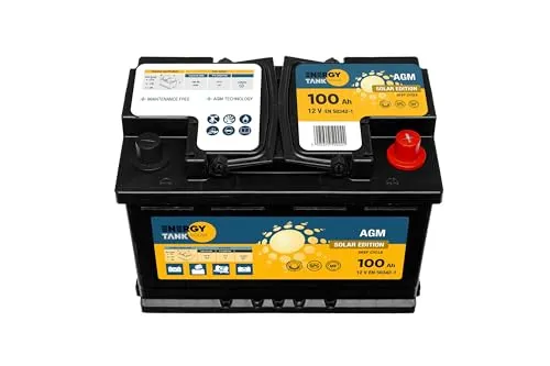 Autobatterie 12V 100 Ah - Solarbatterie AGM - Mobil und Stationär - Solar Batterie Lange Lebensdauer - Versorgungsbatterie Gegen Vibrationen und Stöße Geschützt