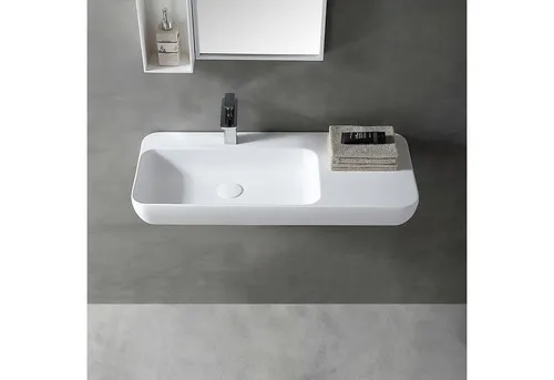 Bernstein Badshop TWG202 Wandwaschbecken - Mineralguss Solid Stone - Hochwertiges Wand- und Aufsatzwaschbecken aus Mineralguss (Solid Stone) mit samtiger Oberfläche und praktischer Ablagefläche. Ideal für modernes Badezimmerdesign.