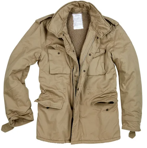 Surplus Raw Vintage Paratrooper Jacke, beige, M - Funktionsjacken mit warmem Teddy-Innenfutter, ideal für kalte Tage. Hoher Kragen, verstellbare Bündchen und praktische Taschen sorgen für Komfort und Stil.
