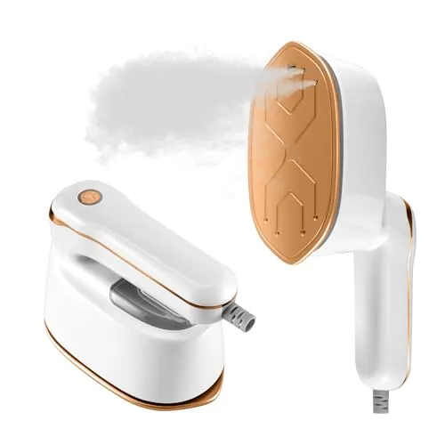 Unbbty Dampfglätter, 2-in-1 Tragbare Steamer, Reisebügeleisen Dampf Mini Klappbar, 3 Modi 1100W Dampfbügeleisen, vertikales Dampfbügeleisen, zusammenklappbar für Reisen, Zuhause und Büro (Light White)