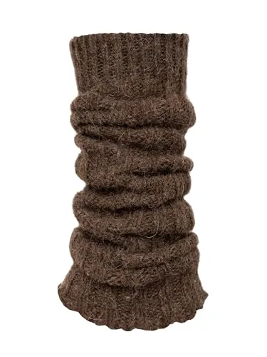 HomeOfSocks Woll Stulpen Damen Braun 65% Wolle 35% Alpaka Grobstrick One Size warm weich elastischer Bund Beinstulpen Leg Warmers Winter