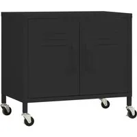 vidaXL Lagerschrank Schwarz 60x35x56 cm Stahl - Büroschränke mit robustem Stahl, verstellbarem Einlegeboden und praktischen Rollen für einfache Mobilität – ideal für Ordnung und Flexibilität in deinem Zuhause.
