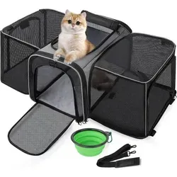 Pecute Große Katzentransportbox 48x33x34cm - Erweiterbar für 2 Katzen oder Hunde - Sonstige - Faltbare, wasserdichte Transportbox mit Sicherheitsleine und erweiterbarem Design für maximalen Komfort und Bewegungsfreiheit beim Reisen.