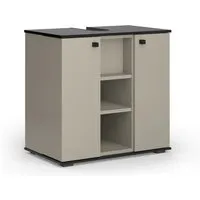Vicco Waschbeckenunterschrank Joli, Greige/Schwarz, 60 x 59 cm - Waschbeckenunterschrank mit 2 Türen, stilvolles Design und viel Stauraum für ein aufgeräumtes Badezimmer – ideal für Ordnung und Funktionalität!