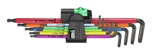 Wera Winkelschraubendreher-Satz 9-teilig T8-T40 Kugelkopf - Hochwertiger Winkelschraubendreher-Satz mit Kugelkopf für flexibles Arbeiten, ideal für enge Stellen und präzise Schraubarbeiten.