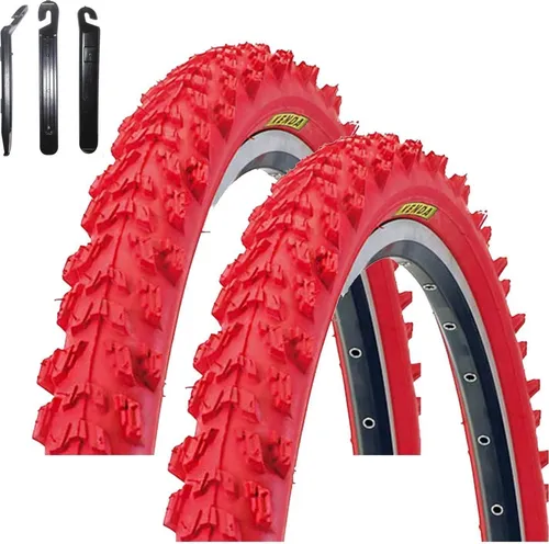 Kenda MTB K-829 Fahrradreifen in Rot 50-559 (26 x 1.95) inkl. maxxi4you Reifenheber 2 x