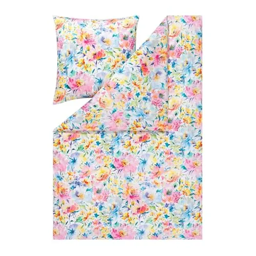 Estella Mako-Satin Bettwäsche Alanis Multicolor 200 x 220 cm - Bettwäsche-Set aus mercerisierter Baumwolle, besonders strapazierfähig und pflegeleicht. Mit hochwertigem Estella-Garantie-Reißverschluss für einfachen Bezugwechsel.