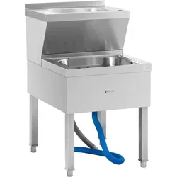 Royal Catering Handwasch-Ausgussbecken 2-in-1 aus Edelstahl - Spülenschrank mit Handwasch- und Ausgussbecken für effiziente Arbeitsabläufe in der Küche. Kompakt, robust und leicht zu reinigen – die ideale Lösung für jede Küche.