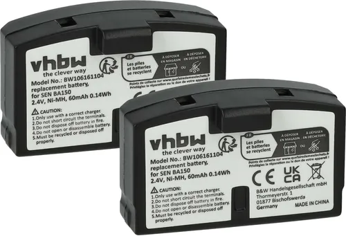 vhbw 2x Akku kompatibel mit Sennheiser RS 85, RS 8-9, Set 500, Set 250, Set 2500, Set 50 TV Wireless Headset Kopfhörer (60 mAh, 2,4 V, NiMH)