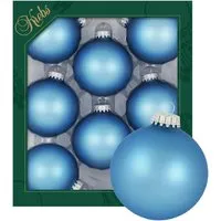 Krebs Glas Lauscha Weihnachtskugeln Gletscherblau Matt Uni 8er-Set 7cm