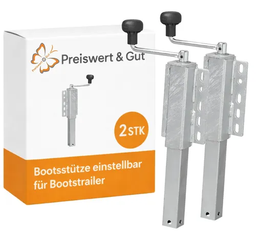 2x höhenverstellbare Bootsstütze 40x40 mm mit 200 kg Tragfähigkeit