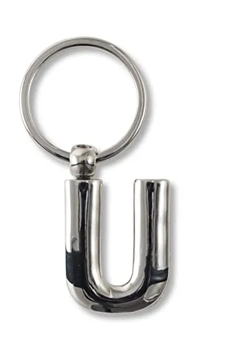 if Schlüsselanhänger mit Alphabet-Buchstaben U-Metall, 7 cm, silberfarben, silber, 7 cm, Klassisch