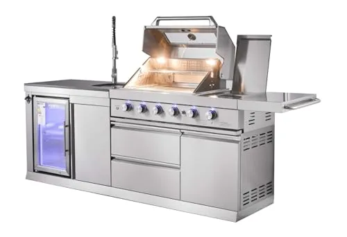 GORILLER® SILVERBACK S1 Outdoor-Küche - Grill & Outdoor-Küche mit Gasgrill, Kühlschrank und Waschbecken. Hochwertiger Edelstahl, 22,8 kW Gesamtleistung und elegante Design für unvergessliche BBQs.