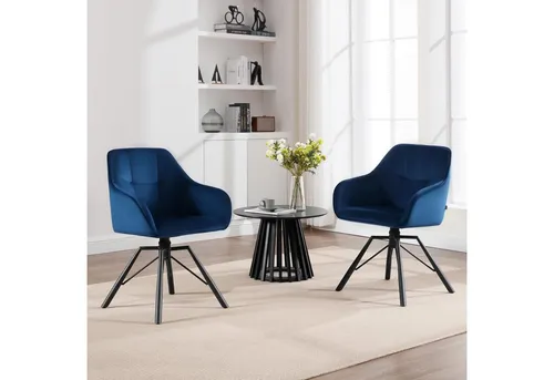 Woltu Polsterstuhl (2 St) - Drehbarer Esszimmerstuhl mit Armlehnen - Polsterstühle für modernen Komfort, 360° drehbar und ergonomisch gestaltet, ideal für Esszimmer und stilvolle Akzente.