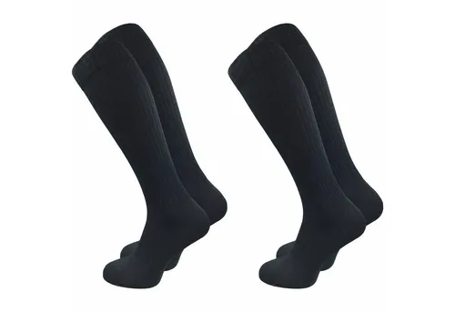 GAWILO Kniestrümpfe Retro für Herren mit stylischen Streifen - weiß & schwarz - Baumwolle (2 Paar) Knielange Socken im sportlichen Look - auch zum Wandern geeignet