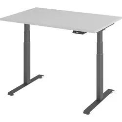 bümö Höhenverstellbarer Schreibtisch, Grau - Kinderschreibtische mit elektrisch höhenverstellbarer Funktion für ergonomisches Arbeiten von 64,5 cm bis 129,5 cm. Ideal für kreative Arbeitszimmer!