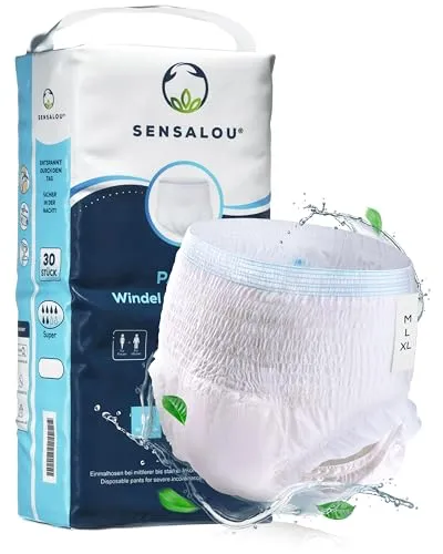 Sensalou Inkontinenz Pants Größe M - 30 Stück - Inkontinenz Schutzhosen für Damen & Herren mit super Saugfähigkeit und diskretem Design - ideal bei Blasenschwäche, für ein trockenes Hautgefühl und sicheren Auslaufschutz.