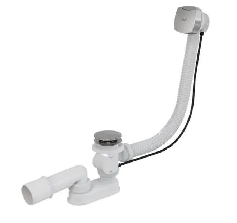 Wannenablauf Ab- Überlaufgarnitur mit Bowdenzug Automat Chrom Länge 570 bis 1200 mm Stöpsel Groß Badewanne : Länge - 800