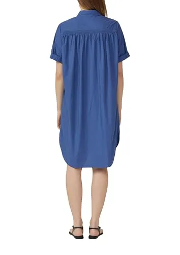 s.Oliver Oversized Blusenkleid mit Smok-Detail in Blau, Größe S (36) - Modisches Minikleid aus 100% Baumwolle, ideal für lässige Anlässe und bequem zu tragen.