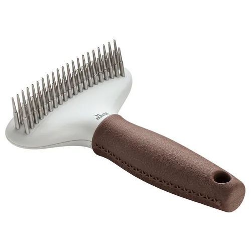 Hunter Entwirrungsstriegel für Hunde, zweireihig, 41 Zinken, braun/grau
