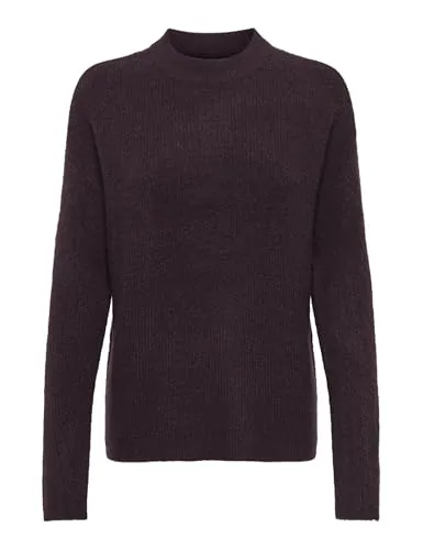 Strickpullover ONLY ONLCAMILLA O-NECK L/S PULLOVER KNT - Modischer Damen-Pullover in meliertem Winetasting-Rot, aus elastischem Strickmaterial für hohen Tragekomfort. Ideal für die kühleren Tage!