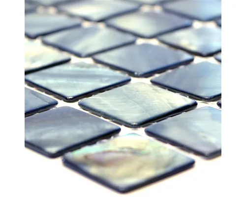 Mosafil Mosaikfliesen Muster von Mosaikfliesen Perlmutt Xenia, Perlmutt 10.000x10.000, grau-blau, Verlegefertig auf ein Netz geklebt