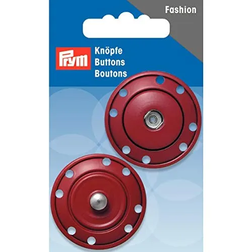 Prym 341833 Annäh-Druckknopf 35 mm dunkelrot - Textilien: Große, farbenfrohe Druckknöpfe aus Metall, ideal zum Aufnähen für kreative Nähprojekte.
