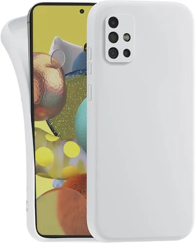 MyGadget Hülle für Samsung Galaxy A51 4G - robuste Silikon Schutzhülle TPU Case Slim Silikonhülle - Back Cover Kratzfest Handyhülle - Matt Weiß