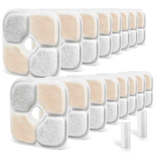 Stück Filter Katzenbrunnen für Catit Pixi Trinkbrunnen Ersatzfilter | 2,5L Katzen Wasser Brunnen Filter, Dreifaches Filtersystem, mit Harz und Aktivkohle, 2 Schläuch 18
