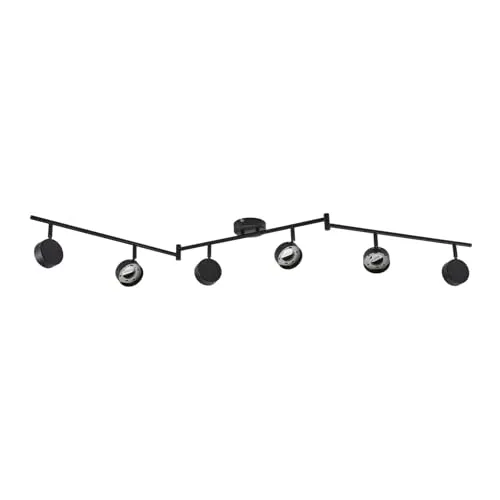 Lindby Deckenstrahler Jyla, Schwarz, 6-flammig, LED - Eleganter Deckenstrahler aus Metall mit sechs verstellbaren Schirmen für gezielte Beleuchtung. Ideal für Flur oder Wohnzimmer, fügt sich harmonisch in jedes Wohnambiente ein.
