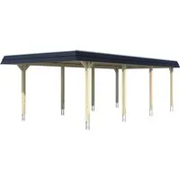SKAN HOLZ Wendland Einzelcarport mit schwarzer Blende - Robuster Flachdach-Carport aus hochwertigem Holz, inklusive Pfostenanker für optimale Stabilität, ideal für den Schutz Ihres Fahrzeugs.