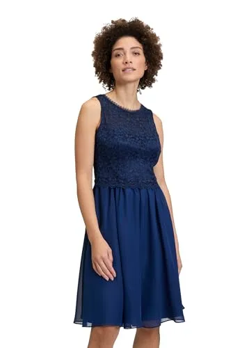 Vera Mont Damen Abendkleid mit Spitze 34, Festival Blue - Cocktailkleid für Damen, elegantes Design aus Chiffon und Spitze, perfekte Passform für festliche Anlässe und feminine Silhouette.