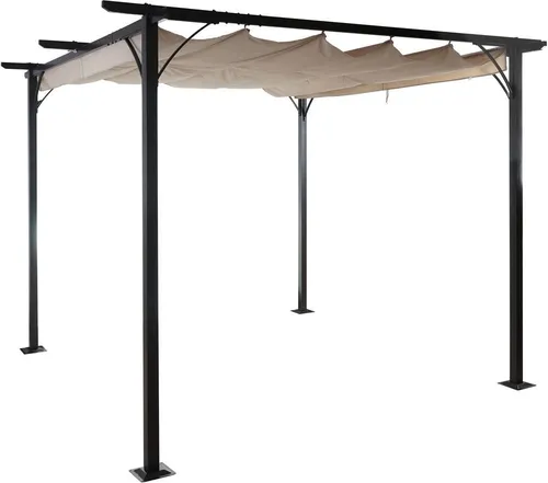 HW Pergola HWC-C42 mit Schiebedach - Partyzelte: Elegante Überdachung für Terrasse mit flexiblem Schiebedach für optimalen Sonnenschutz und Wetterbeständigkeit.