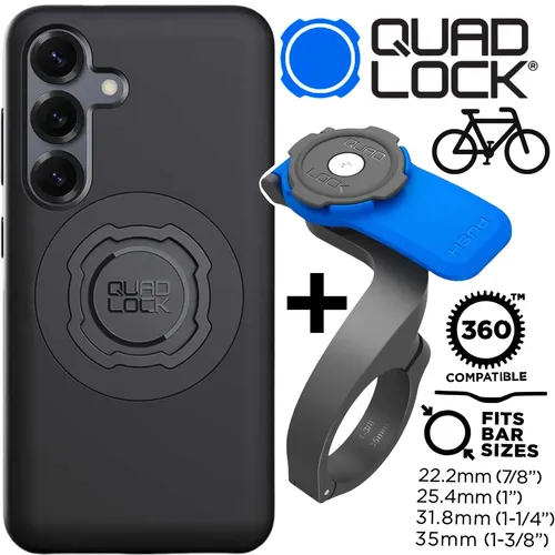 QUAD LOCK MAG Case Bundle für Galaxy S25+ mit Front Mount V3 - Praktisches Bundle aus Handyhülle und Halterung für sicheres Fahren. Ideal für Fahrradtouren, robust und benutzerfreundlich.