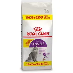 ROYAL CANIN Sensible 10kg + 2kg - Katzenfutter für ausgewachsene Katzen mit sensibler Verdauung, fördert eine gesunde Darmflora und sorgt für mehr Wohlbefinden, ideal für Katzen von 1 bis 7 Jahren.