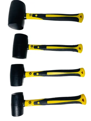 Gummihammer Set 4 tlg - 370/500/700/1200g - Hämmer Set aus hochwertigem Naturkautschuk mit ergonomischem Griff, ideal für präzises Arbeiten ohne Beschädigung von Oberflächen.