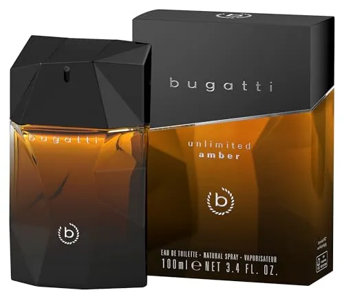 bugatti Parfüm Herren „unlimited amber“ 100 ml I Eau de Toilette Herren mit Bergamotte, Apfel, marinen Noten & Zedernholz I Frisch, elegant & ausgewogen I Aromatisch-ambriertes Männer Parfüm