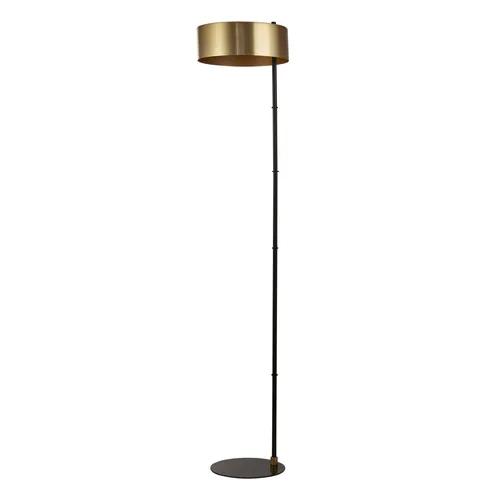 Moderne Stehleuchte Metall E27 149 cm hoch in Schwarz Gold - Stehlampe für Wohnzimmer, elegantes Ringdesign und freie Leuchtmittelwahl für individuelle Lichtgestaltung in kleinen und großen Räumen.