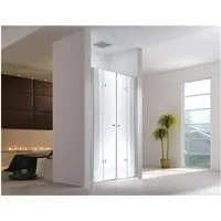 Glaszentrum Hagen Nischentür Hera 175x180cm – 8mm Klarglas - Elegante Nischenduschkabine mit 8mm ESG Sicherheitsglas. Platzsparend, faltbare Türen und hochwertige Aluminiumprofile. Ideal für kleine Bäder und einfach zu reinigen.