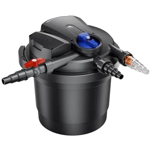 SunSun CPA-5000 Druckteichfilter - Gartenteichfilter mit 8000 l/h Durchfluss, integriertem UVC-Teichklärer für kristallklares Wasser und einfache Wartung.