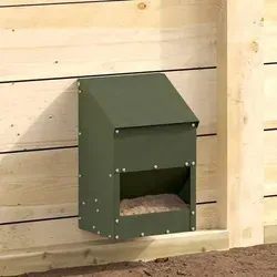 vidaXL Hühnerfütterer Olive Grün – Robuster Futterspender aus Stahl - Hühnerfütterer aus kaltgewalztem Stahl in schickem Olivgrün. Wetterfest und langlebig, ideal für drinnen und draußen. Mit 3 kg Kapazität reduziert er Nachfüllintervalle und sorgt für eine einfache Handhabung.