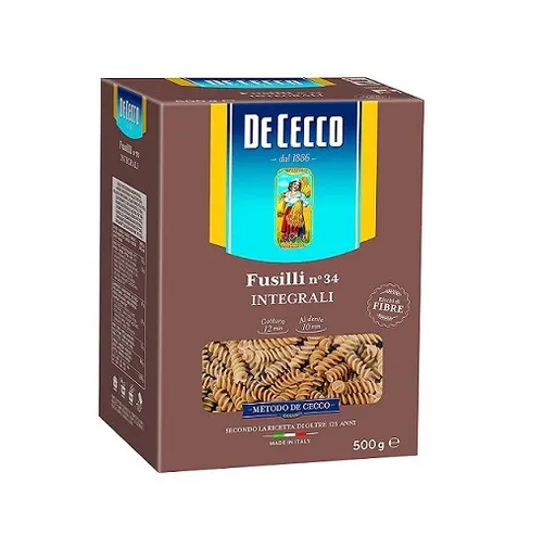 Pasta De Cecco Fusilli integrali n. 34 Vollkorn italienisch Nudeln 500 g