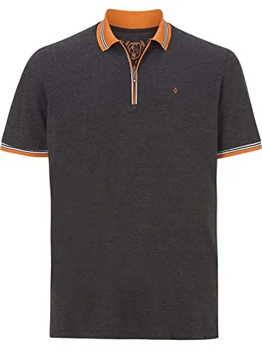 Charles Colby Herren Poloshirt Earl Pat dunkelgrau, 4XL (XXXXL) - Poloshirt für Herren in Übergröße mit Comfort Fit, sportlichem Chic und hochwertigem Baumwoll-Pikee für besten Tragekomfort. Pflegeleicht und langlebig, ideal für den smarten Freizeitlook.