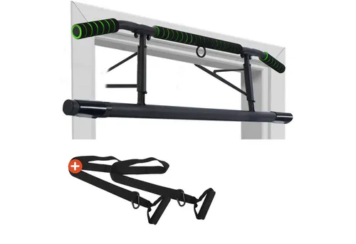 DH FitLife Klimmzugstange Türrahmen ohne Schrauben (70-92 cm) inkl. Schlingentrainer - Praktische Klimmzugstange für Türrahmen, flexibel einsetzbar ohne Schrauben. Inklusive Schlingentrainer für vielseitiges Training. Hohe Stabilität und einfache Montage.